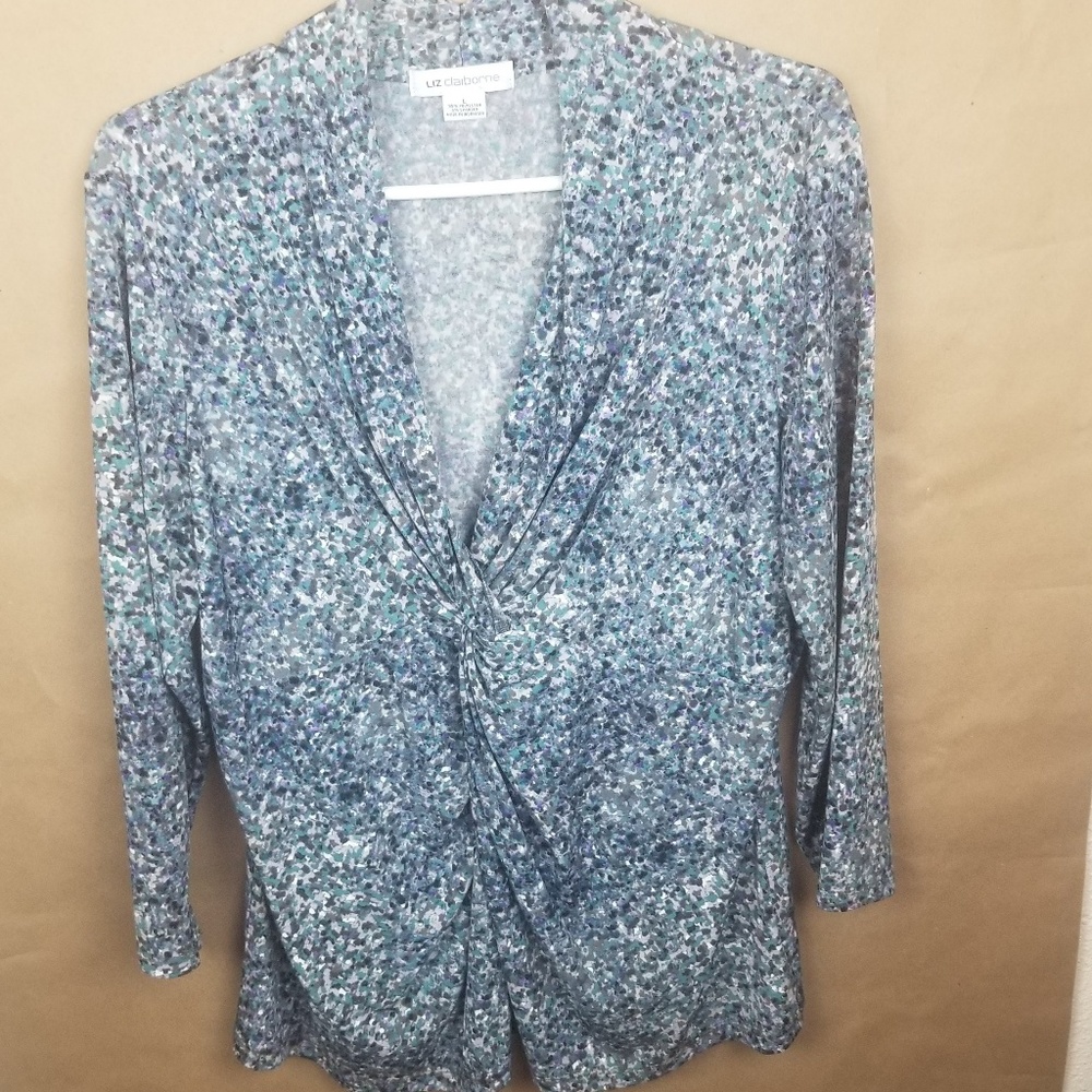 Liz Claiborne Printed Long Sleeve Top SZ.L